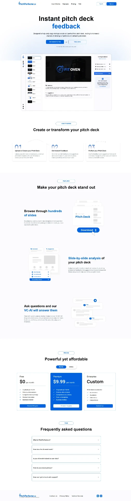 PitchPerfecter — AI pitch deck feedback website