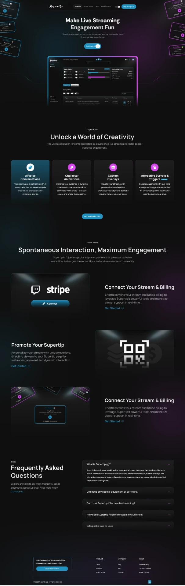 SuperTip — Digital tipping platform website